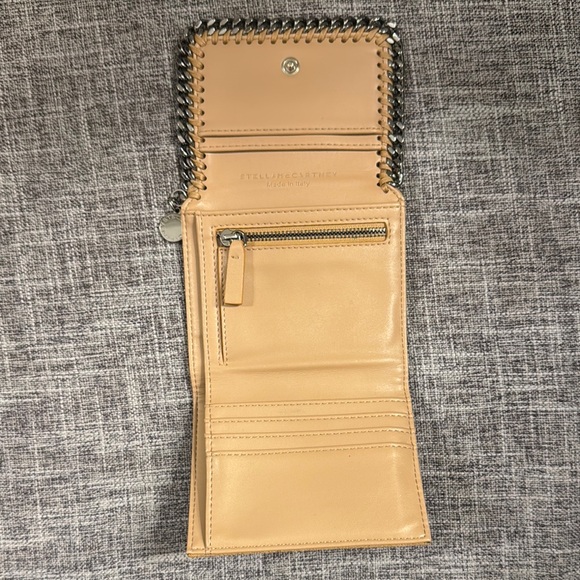 Authentic Stella McCartney Tan Mini Trifold Wallet with Chain Trim - Picture 7 of 11